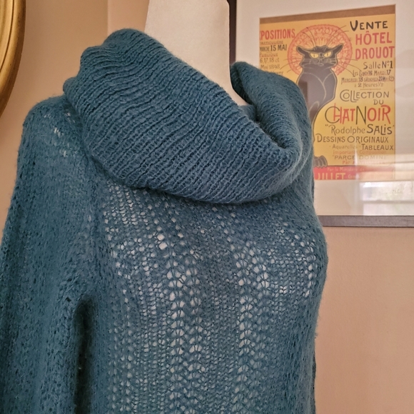 Wooden Ships Cowl Neck Teal Blue Tunic Sweater S/M - Picture 11 of 16